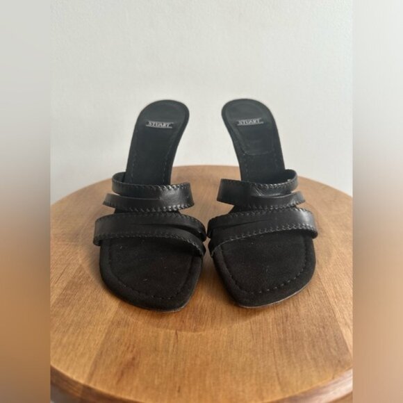 Stuart Shoes - Stuart Black Heeled Sandals Womens Size 7 Strappy Christmas New Years Party